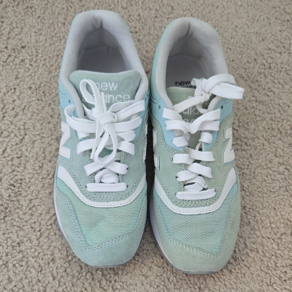 New Balance Pastel Green and White Sneakers